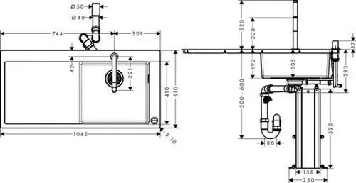 hansgrohe C71 C71-F450-07 Spülencombi 450 Select mit Abtropffläche links Chrom, 43205000, Artikel in Kategorie